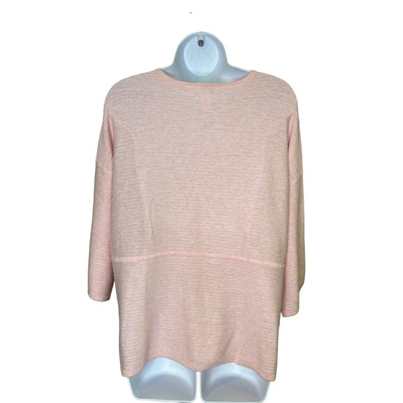 J. Jill Pure Jill Pink Cotton Pullover Top Half Sleeve Oversized Size Small - Picture 4 of 5